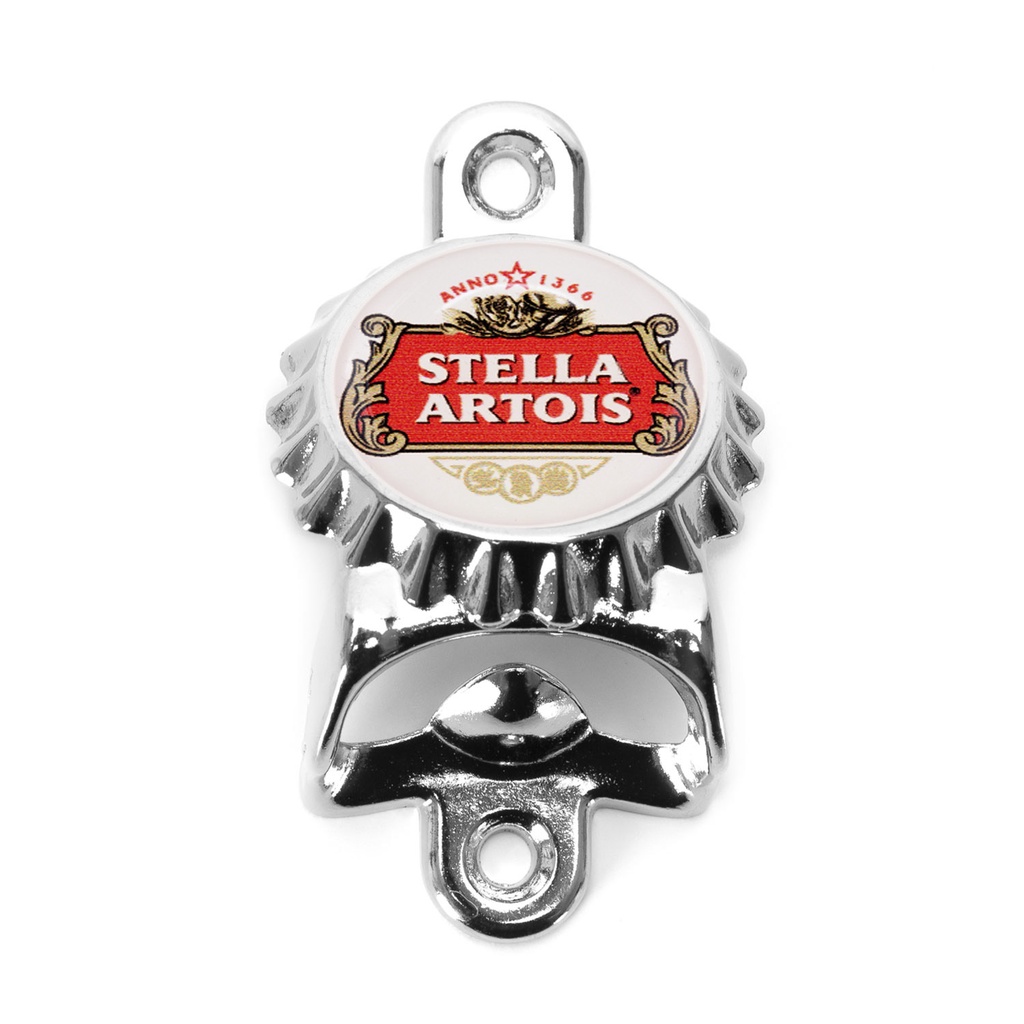 Abridor de Garrafa Cerveja Parede Tampa Niquelado Personalizado Adesivo Marca Cerveja + Parafusos