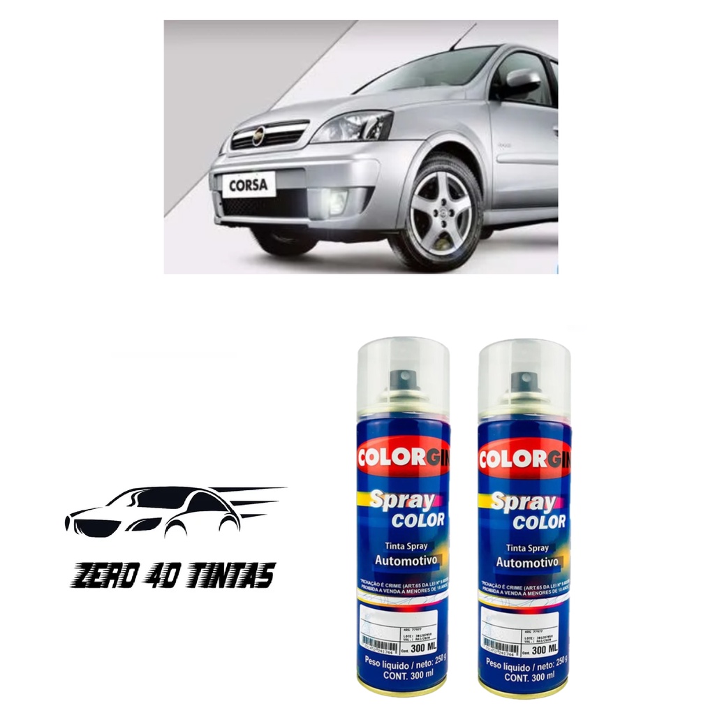 2 Tintas Automotiva Spray Prata Escuna GM 300ml