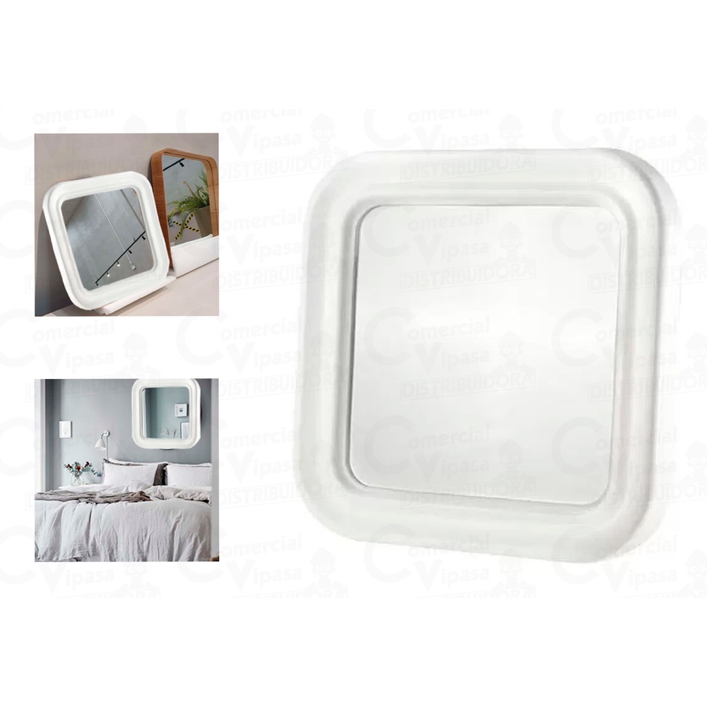 Espelho Quadrado Para Banheiro Portátil Móvel Pia Barba Maquiagem Penteado Branco PVC - WESTERN