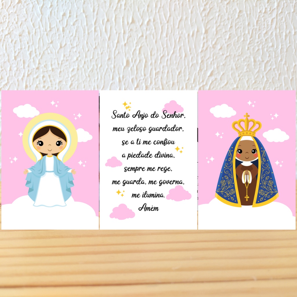 Kit 3 Peças Quadro Decorativo Placa Decorativa de MDF decoração infantil de quarto feminino - Personalizado Com Nome e Significado, Nossa Senhora Aparecida