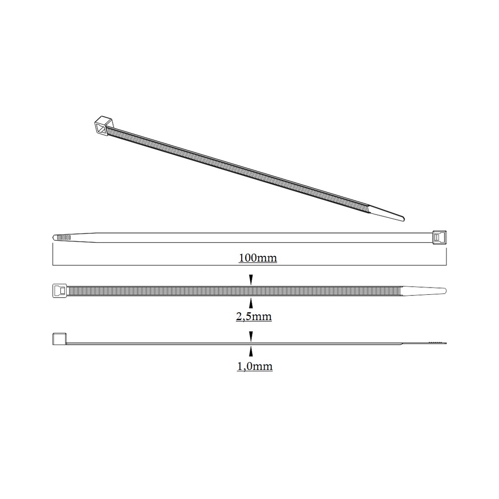 Cinta Plástica Fita Helerman Abraçadeira de Nylon Enforca Gato 10cm 800x Unidades 1,0mm x 2,5mm x 100mm Reforçada — imagem 2 de 2