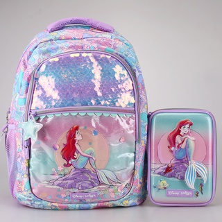 Mochila E Estojo De Lápis Sereia Para Crianças Do Ensino Fundamental
