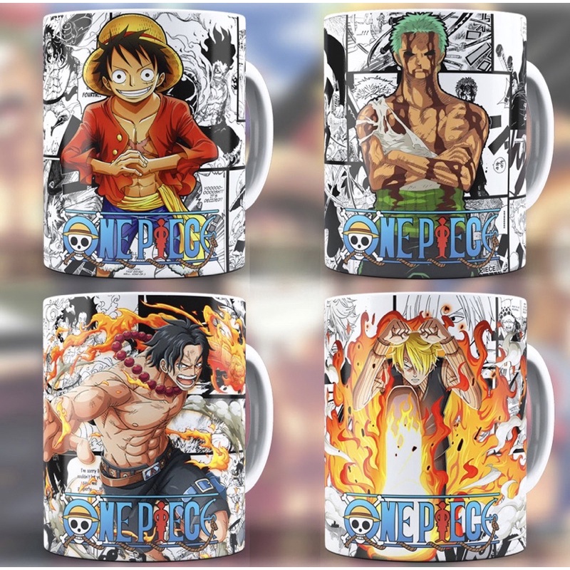 Caneca de porcelana One piece Ace Luffy Sanji Zoro lançamento personalizada com nome
