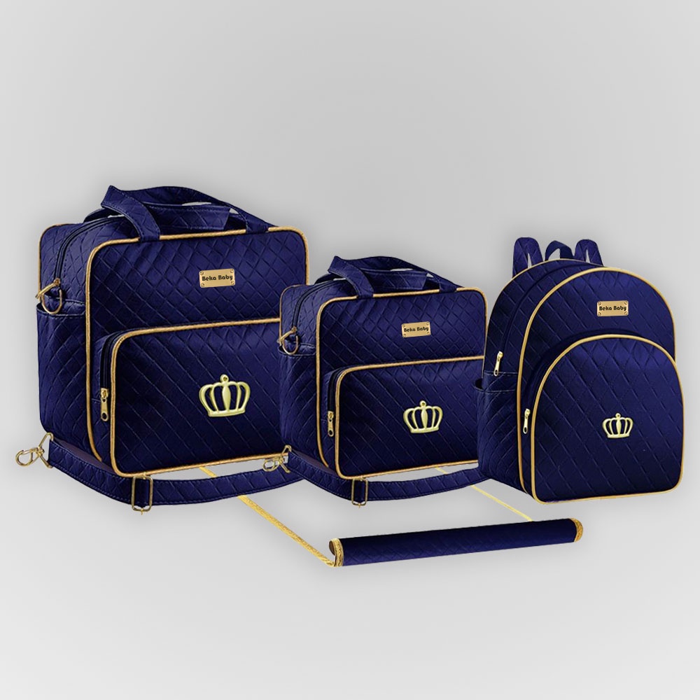 Kit Bolsa Maternidade Mochila Trocador Beka Baby Azul Marinho Shopee Brasil