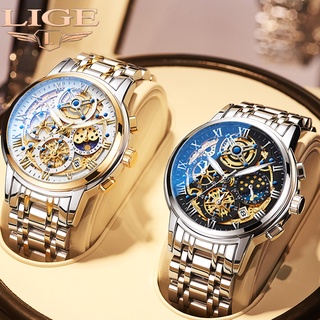 relogio masculino LIGE Relógio Original Moda Negócios Relógios Impermeável Esportes Cronógrafo Quartzo Relógios de Pulso Marca Top Luxo Relógio Automático Data