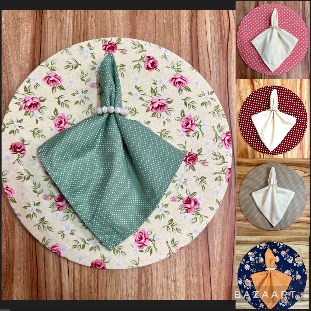 CONJUNTO  Sousplat Completo Base 35cm, Capa, Guardanapo E Porta G.