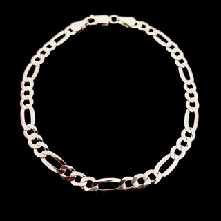 Pulseira De Prata 925 5,5mm 3x1 Fina Masculina Maciça Flat