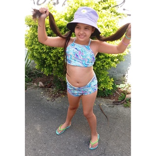 Biquíni hotpant com proteção UV50+ /moda biquíni Infantil calcinha tipo short a Praia | Shopee Brasil
