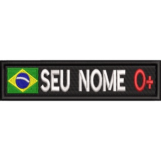 Patch bordado tarjeta tarja nome e tipo sanguineo militar airsoft tam. 10x2,5 p/ jeans camiseta