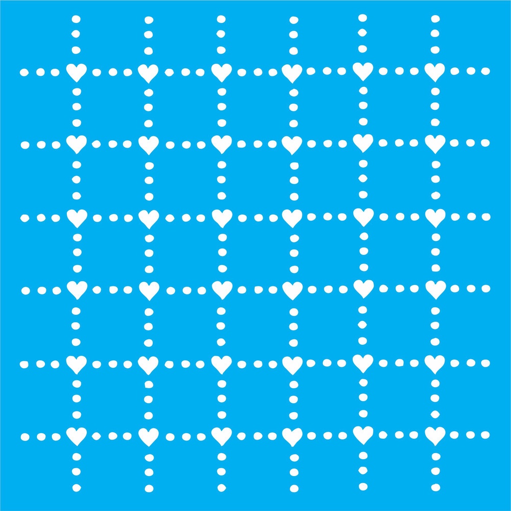 Stencil Quadriculado Corações para pintura - Molde Vazado - Estêncil - Tamanho 17x17 cm