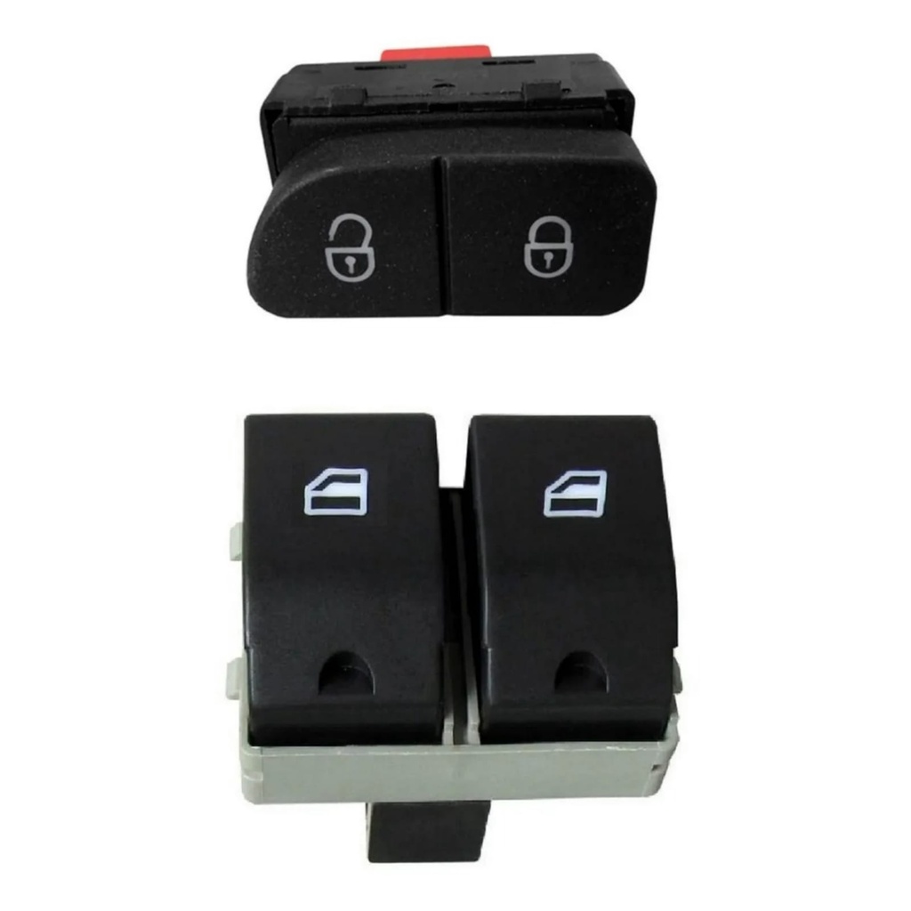 Kit Botão Interruptor Vidro Elétrico Gol Voyage Saveiro G5 G6 Duplo e Botão Trava
