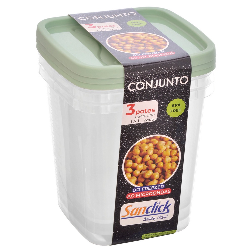 Conjunto Com 3 Potes Quadrados Graduados BPA Free 1,9 Litros em Oferta na Shopee