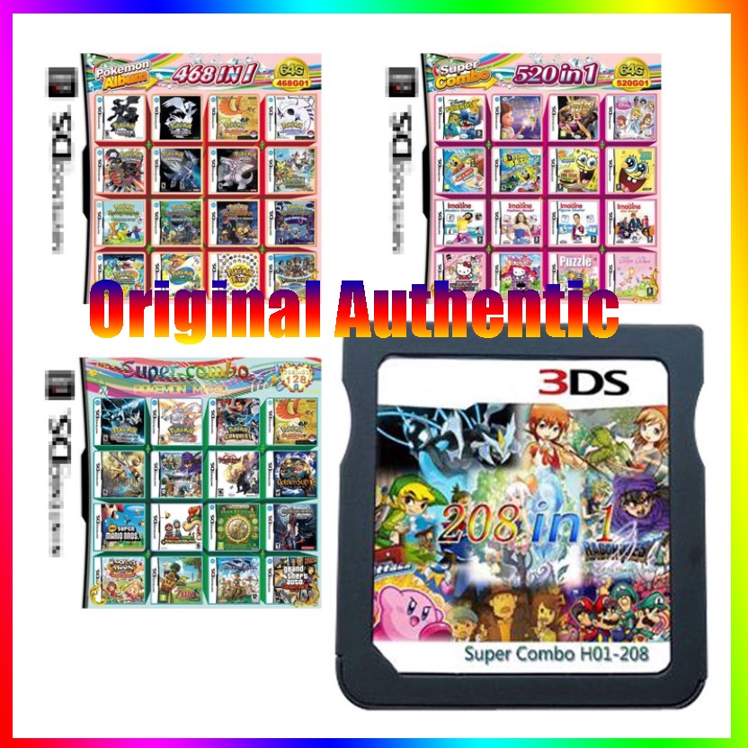 520 468 208 Em 1 Cartucho De Cartão De Jogos Multicart Para DS/NDS/NDSL/NDSi/3DS/2DS/XL