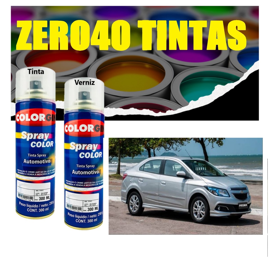 Tinta Automotiva Spray Prata Switchblade GM + Verniz 300 ml + lixa para reparos