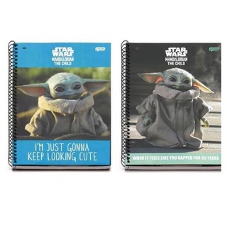 Kit 2 Cadernos Star Wars Baby Yoda Keep 50years 10 Matérias