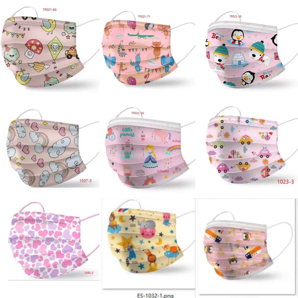 Máscara protetora descartável infantil de três camadas / Caixa com 50 unidades em Oferta na Shopee
