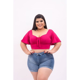 001 Cropped Com Lacinho Plus Size