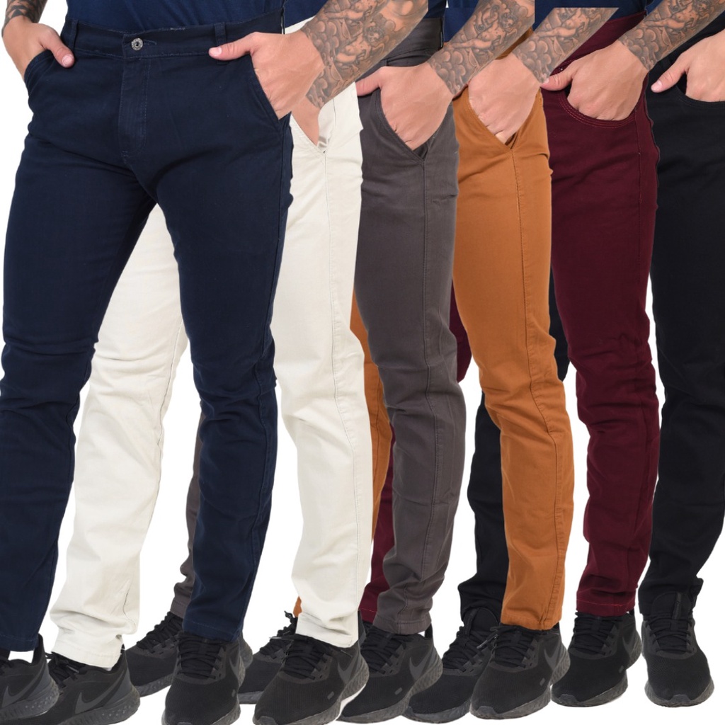 kit c 5 calças jeans masculinas varias cores original shopee brasil