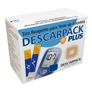 200 Tiras Fitas Teste de Glicose Descarpack Plus Glicemia + 200 Lancetas