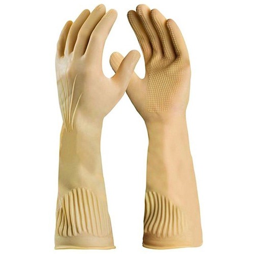 Luva Látex Borracha Grossa Punho Cano Longo Limpeza Pesada Proteção Antiderrapante