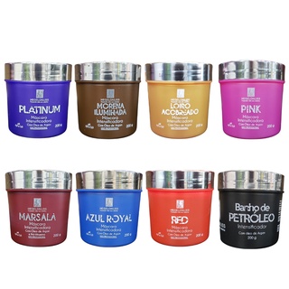 Tinta Matizadora com Oleo de Argan 200g - Morena Iluminada, Banho de Petroleo, Loiro Acobreado, Azul Royal, RED, PINK, Platinum, Marsala - Hegelon Liss