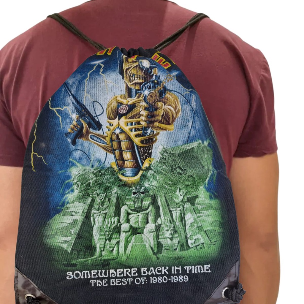 Mochila Saco Bolsa Unisex Sacola Bag Costas Bandas De Rock Com Alça Regulável em Oferta na Shopee