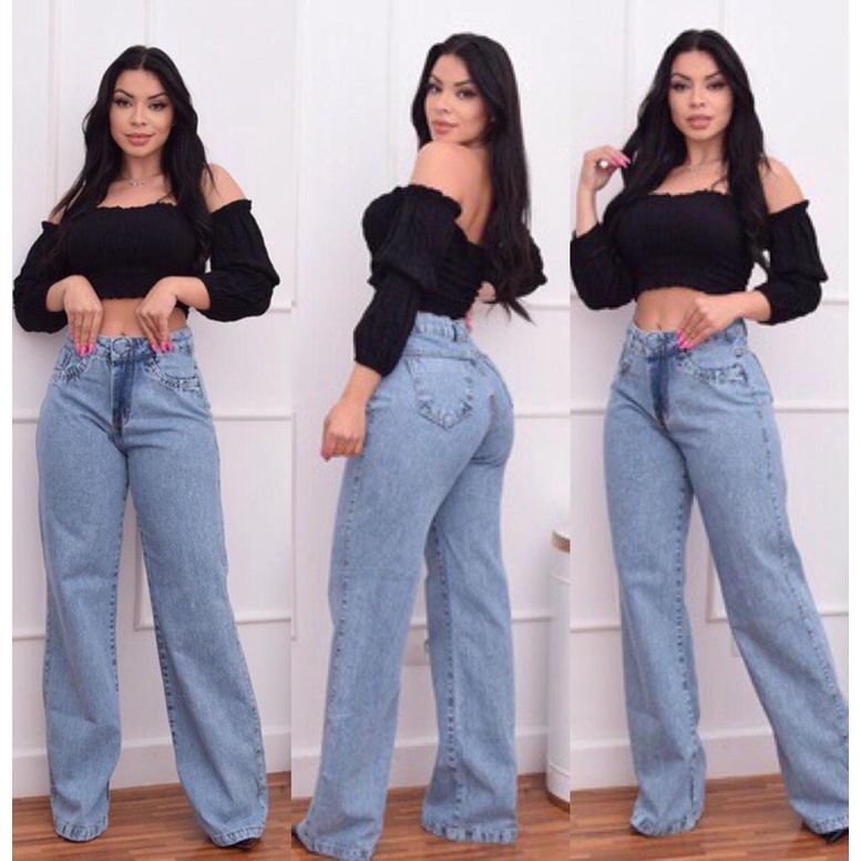 kissmelady 1307 Calca Wide Leg Pantalona Sem Rasgo feminina lisa em Oferta na Shopee