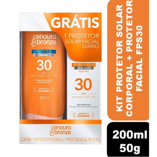 Kit Cenoura & Bronze Protetor Solar FPS 30 200ml + Protetor Facial Diário FPS 30 50g