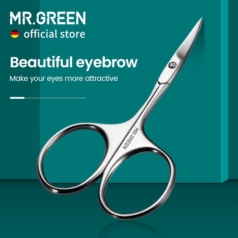 MR.GREEN Eyebrow Scissors Lâmina Curva Profissional De Aço Inoxidável Manicure De Precisão Ferramenta Removedora De Cabelo De Cílios