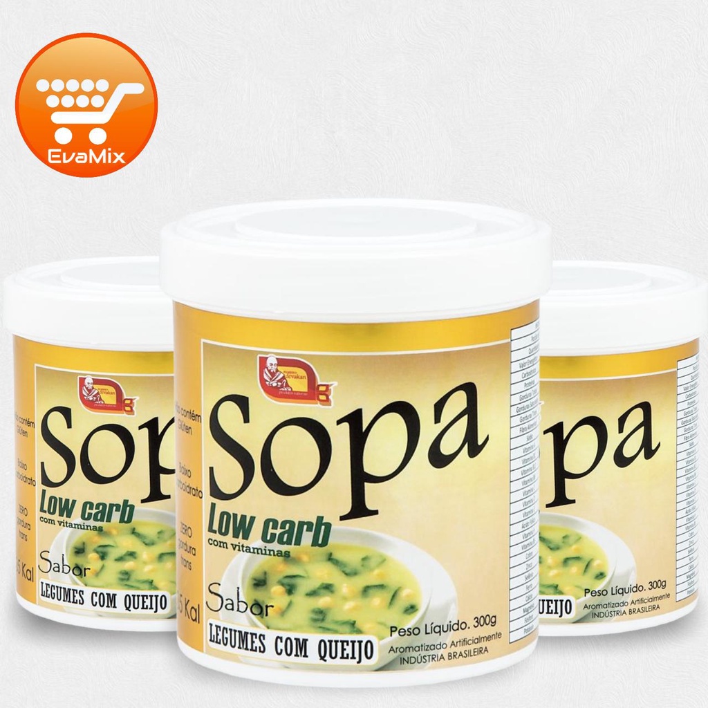 Sopa low carb, sabor legumes com queijo 300g com vitaminas e baixo carboidratos auxilia na dieta