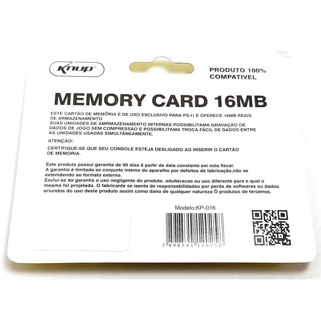 Memory Card 16Mb Playstation 2 Ps2 Knup Novo Kp-016