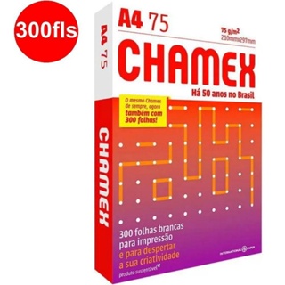 Papel A4 75g Pacote 300 Folhas Chamex Branco em Oferta na Shopee
