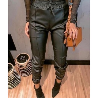 Calça Couro eco Corino Jogger Feminina Cintura Alta couro ecológico sintético courino mega oferta 2024