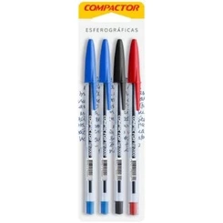 CANETAS ESFEROGRÁFICAS COMPACTOR C/4 UNIDADES