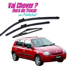 Kit Palheta Limpador Parabrisa Dianteiro + Traseiro Clio Hatch 1999 a 2007