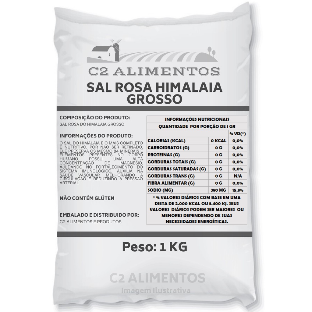 Sal Rosa Do Himalaia Original Grosso - 1kg Barato 100% Puro C2 Alimentos