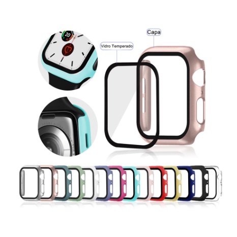 Capa Case Pelicula De Vidro 360 para Relogio Smartwatch Apple Watch 38mm 40mm 41mm 42mm 44mm 45mm em Oferta na Shopee