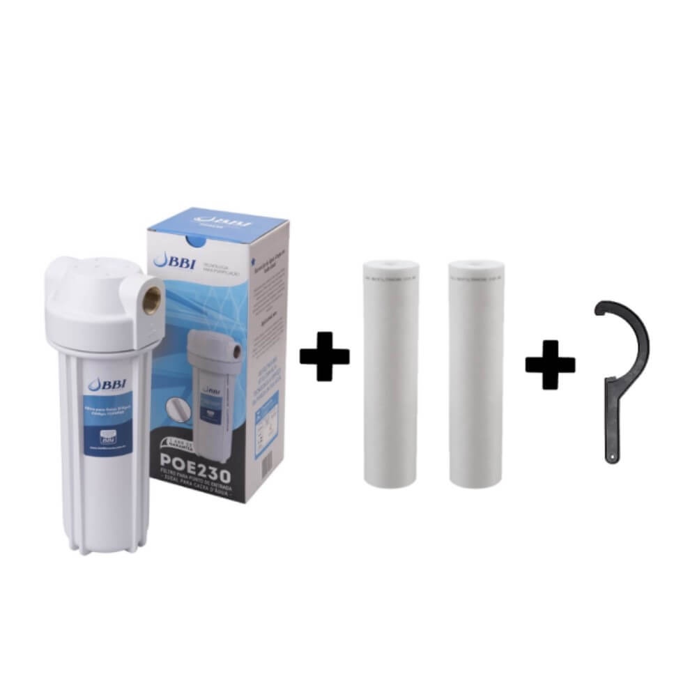 Filtro De Agua Para Caixa D'água Poe Bbi Cavalete Caixa Dagua + 2 Refis + Chave