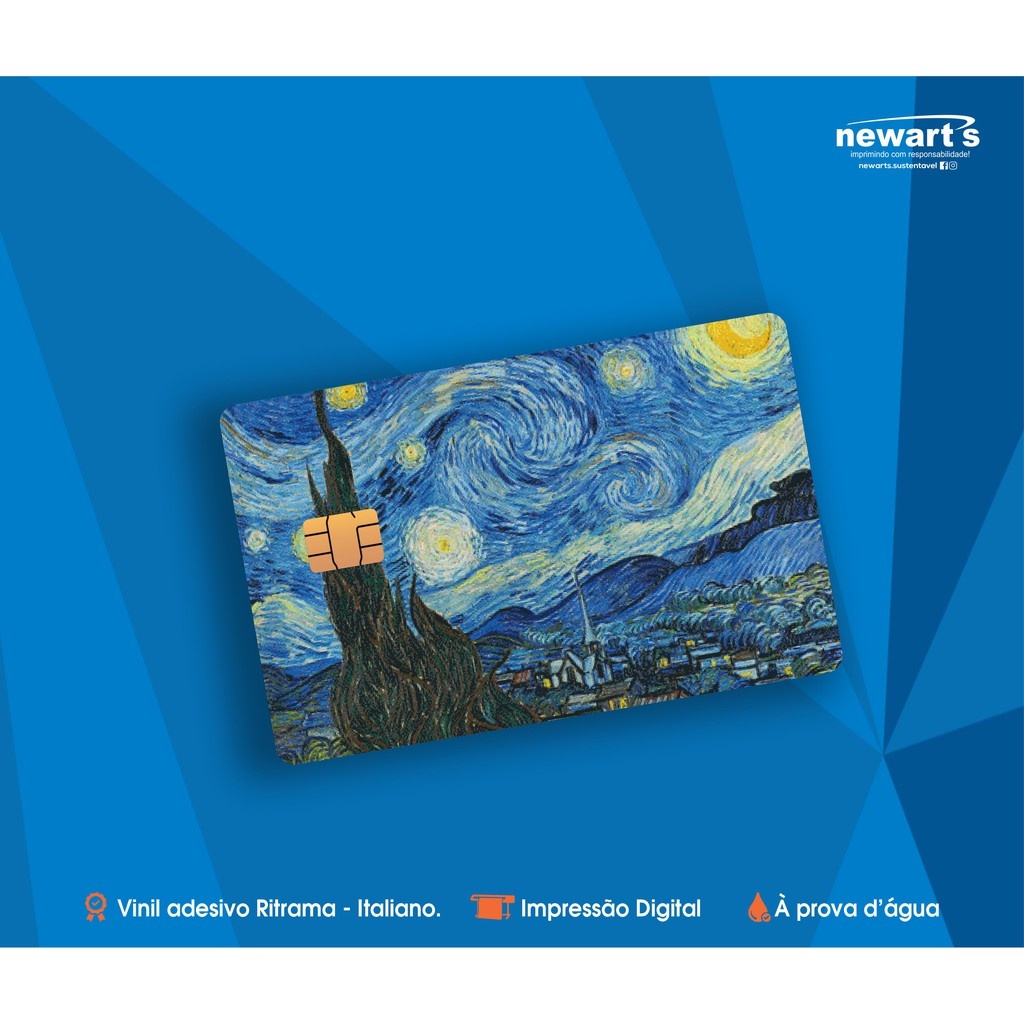 Película adesiva para cartão de credito/Debito A Noite Estrelada, de Vincent van Gogh