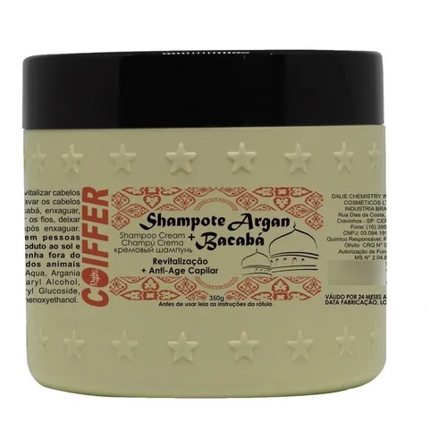Shampote Argan Coiffer 350g Shampoo Hidratante Em Creme