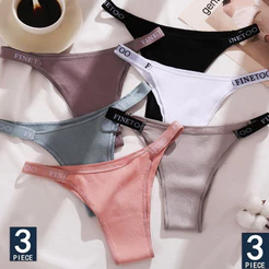 FINETOO 3 Pçs/Set CottonThongs Mulheres Cuecas Femininas Calcinha Sexy Roupa Interior Das Cor Sólida Lingerie Intimate