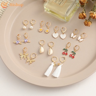 16 Pçs/Set Pérola Borboleta Cristal Flor Brincos Gancho Brinco Mulheres Acessórios De Moda Jóias