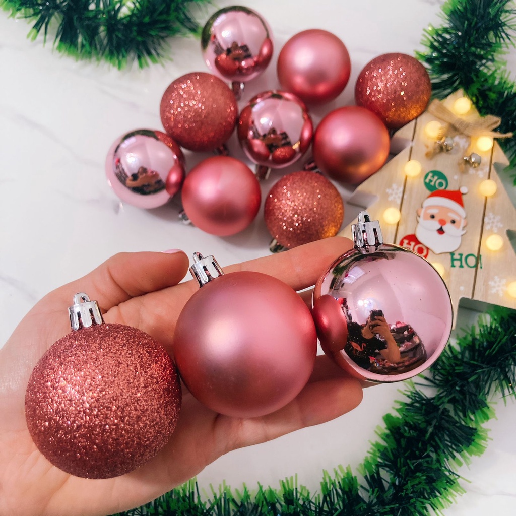 15 Bolinhas Enfeites Arvore de Natal Rosa e Rose Gold Com Glitter 4cm cm  Decoração Para Arvore de Natal 2021 Decoração Natalina Cor de Rosa e Rose  Gold Cobre Mesa Posta Natal