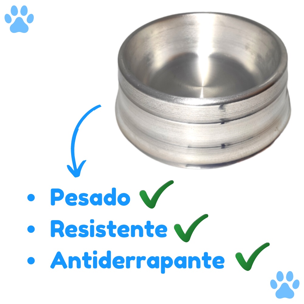 Kit 2 Comedouro Pesado Polido de Alumínio Grande 1900 ml