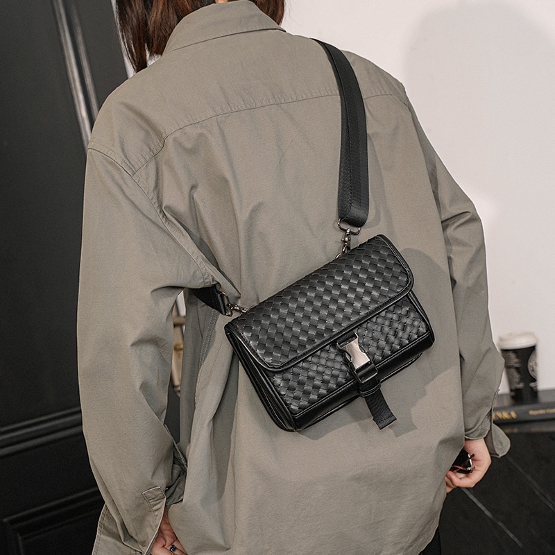 Bolsa De Ombro Retrô Tecida À Mão Para Homens Mensageiro De Couro Motocicleta Crossbody Esportes Ao Ar Livre Lazer Pacot