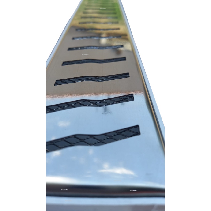 Ralo Linear 6x50 modelo Grelha Inox Polida Desenho S com Tela Anti Insetos e Coletor Branco - Ficone Reis