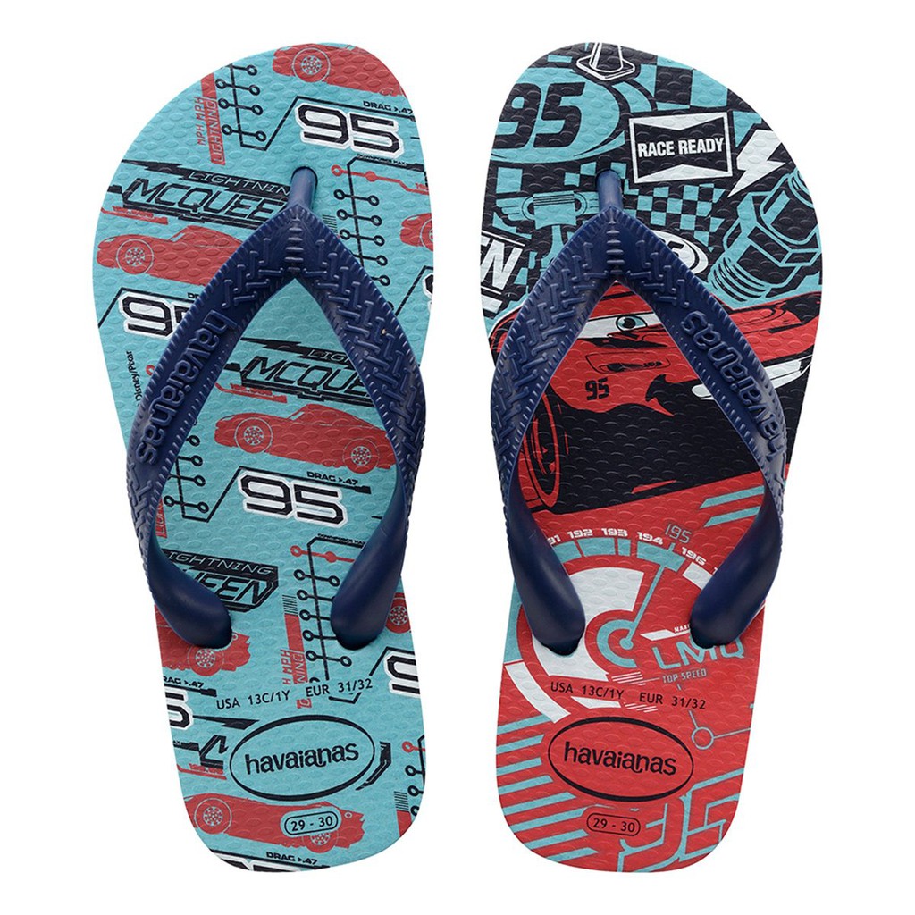 chinela Havaianas infantil Kids Car Azul/vermelho Original .