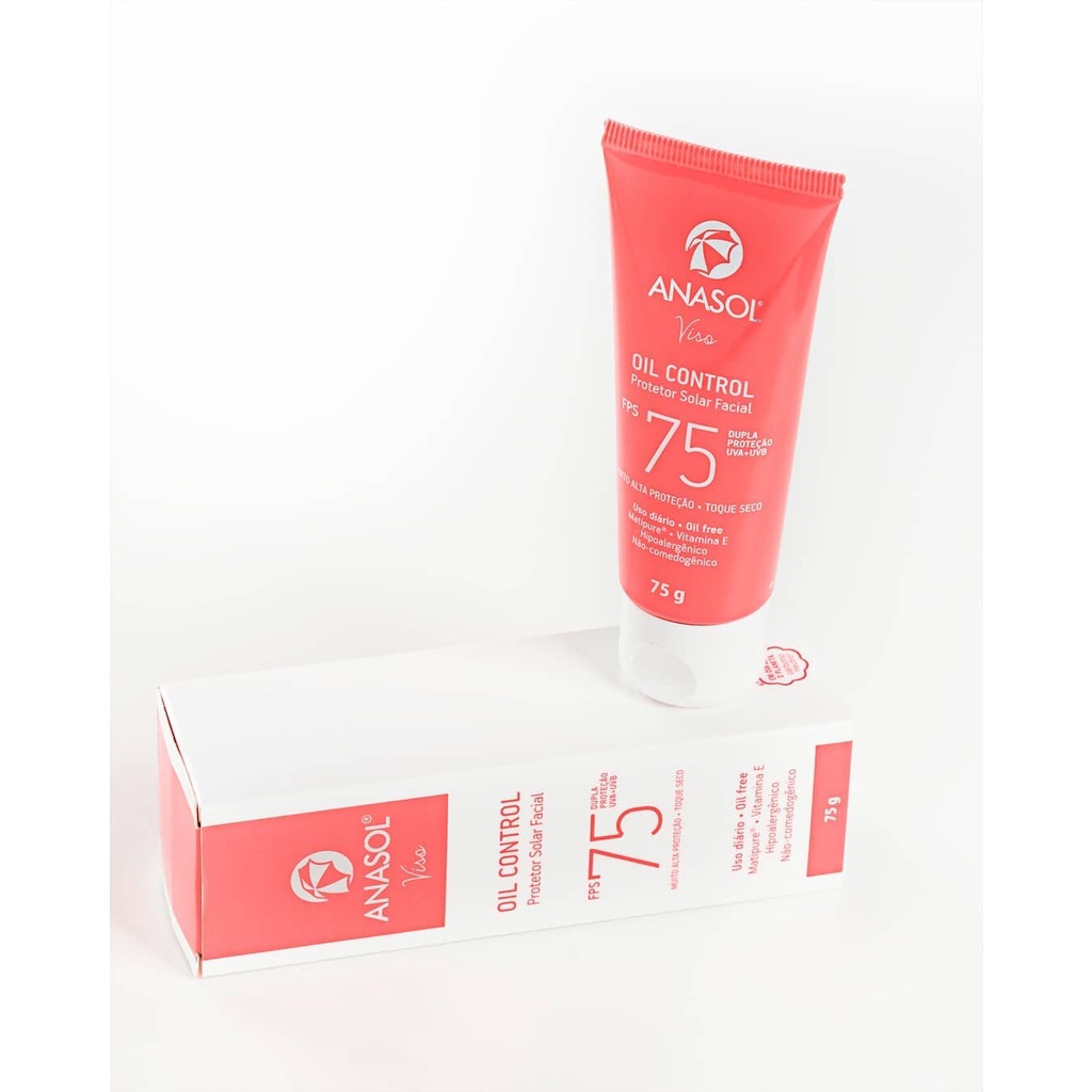 Protetor Solar Facial 75 FPS Anasol VISO Oil Control 60g - Controla a Oleosidade - Com Vitamina E — imagem 2 de 2