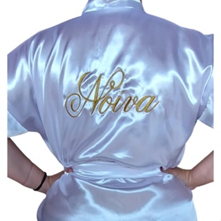 Robe noiva bordado tecido cetim em Oferta na Shopee