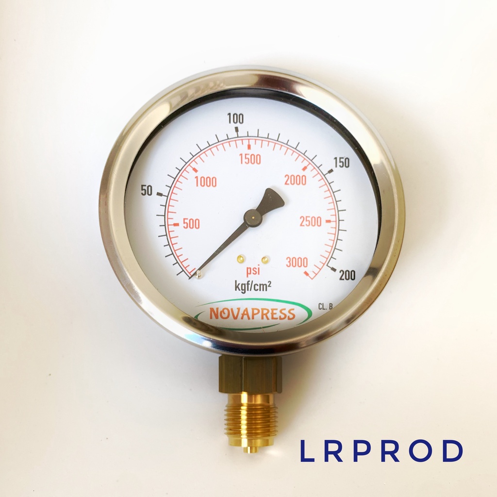 MANÔMETRO - Escala 0-200 KGF/CM2 x 3000 PSI Com Glicerina